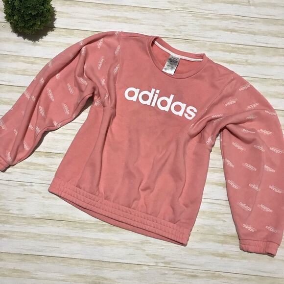 Adidas Pink White Logo Sweatshirt Athletic‎ Athleisure Women’s Size XS - Picture 1 of 3